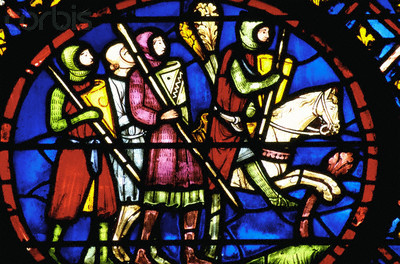 knights in stained glass window